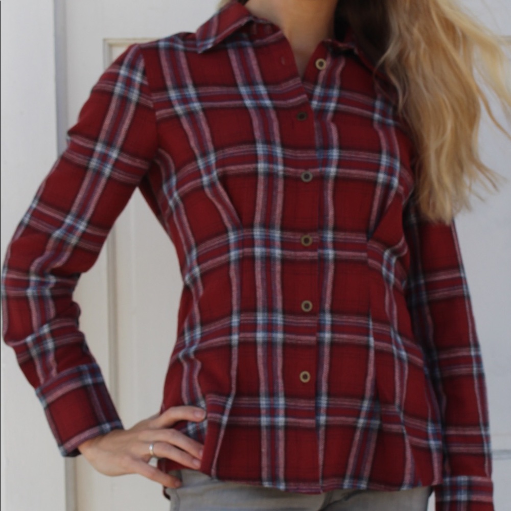 Red plaid blouse